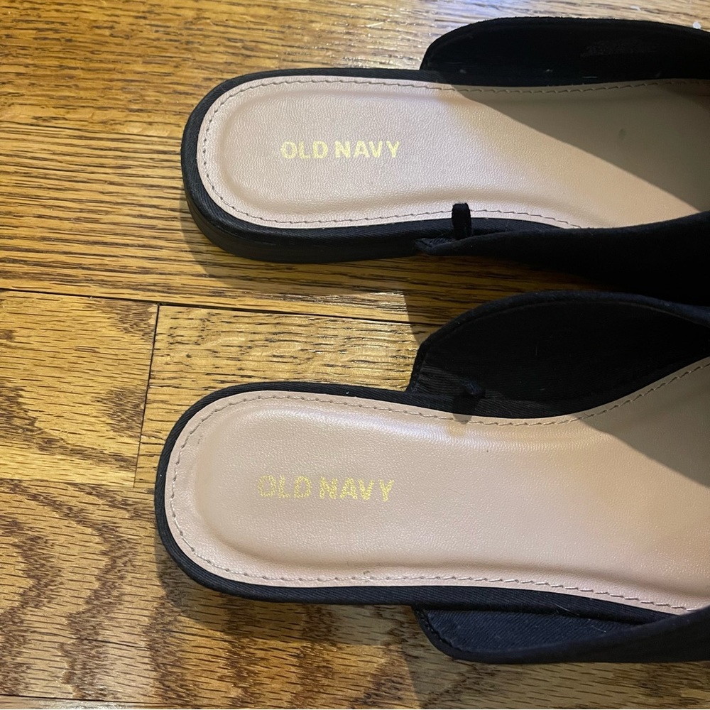 Black Round Toe Faux Suede Mule Slide Shoes - Picture 7 of 10